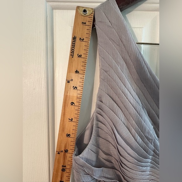 NWT BHLDN Anthro XL Kia Sleeveless Maxi Bridesmaid Dress Fog Chiffon VNeck Ruche - Picture 15 of 15